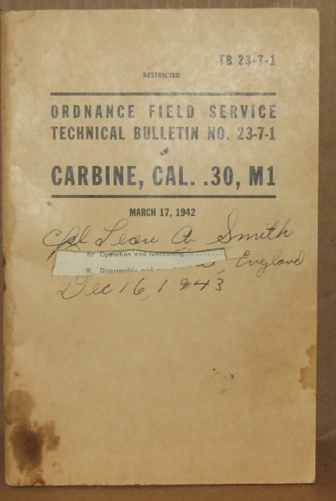TB 23-7-1 Carbine, Cal. .30, M1