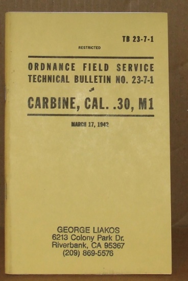TB 23-7-1  Carbine, Cal. .30, M1