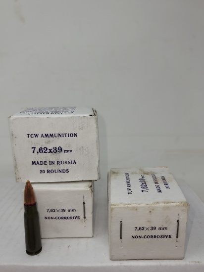3-20 rnd box TCW Russian 7.62x39 Non corrosive