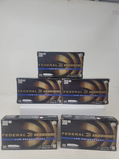 5-20 rnd box Federal LE 308 Win 168gr TBT