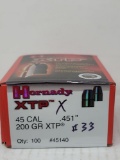 33 pcs Hornady  45 Cal, w09 GR XTP
