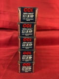 5-100 RD Cases CCI MINI-MAG 22 LR HP 36 gr Copper-Plated HP w/Sleeve