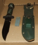Survival Knife, Stone and Sheath.