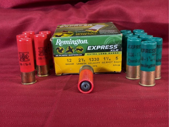 15 RDS/Shells 12 Ga-9 Remington Express XLR 2 3/4”-1 1/4 oz-5 Shot, 1 Winchester 2 3/4” Slug, 5 Winc