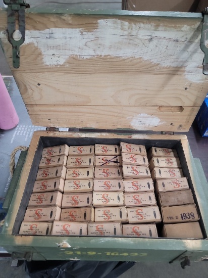Wooden crate 8x56 German ammo (35 boxes-350 rnds)