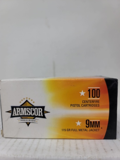 100 Rnd Armscor 9mm 115 Gr FMJ
