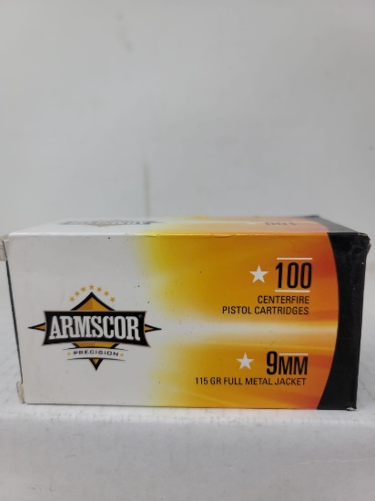 100 Rnd Armscor 9mm 115 Gr FMJ
