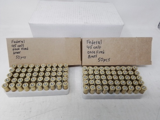 100pcs once fired 45 Colt brass