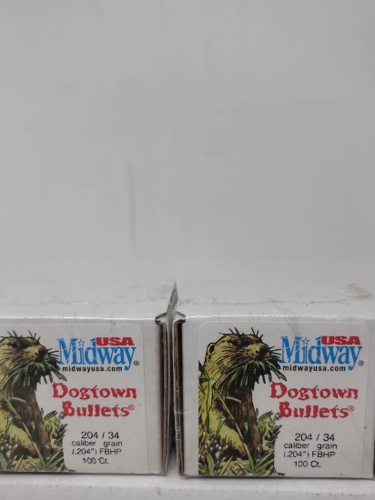 2-100 count box Midway Dogtown Bullets 204 cal 34gr