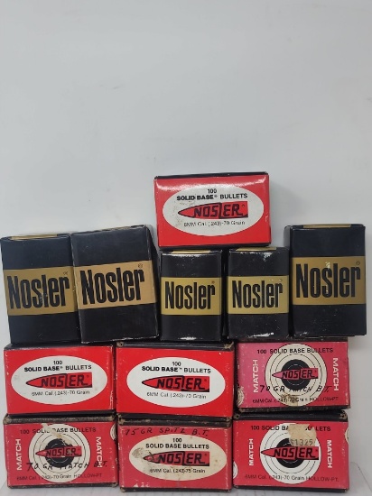 Box lot 1200+ assorted Nosler bullets
