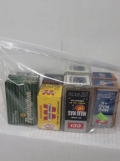 7 partial boxes assorted 22 cal magnum ammo