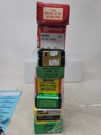 8 boxes assorted 6mm bullets (some full and some partial)