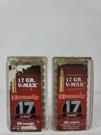 2-50 rnd box Hornady 17 HMR 17gr V-Max