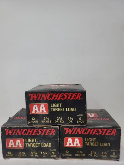 3-25 rnd box Winchester AA Light Target 12ga 9 shot