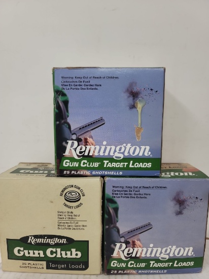3-25 rnd box Remington Gun Club Target 12ga 8 shot