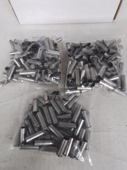 238 pcs assorted 357 magnum nickel casings