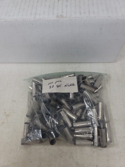 100 pc bag 38spl nickle casings