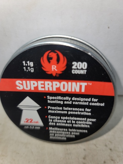 200 count Ruger Superpoint .22 cal pellets