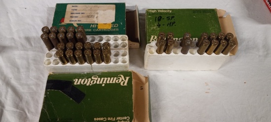14 live rnds  and 22 empty brass  25-06