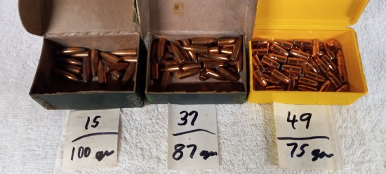 101 pcs 25 caliber bullets (75, 87 and 100gr)