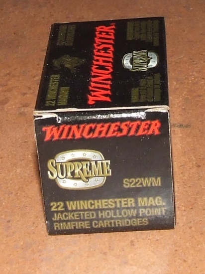 50 rounds Winchester Supreme 22 Win Magnum