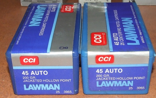 100 rounds CCI 45 Auto JHP
