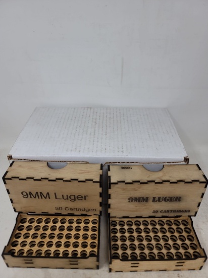 2 home made wooden ammo boxes (9mm Luger)