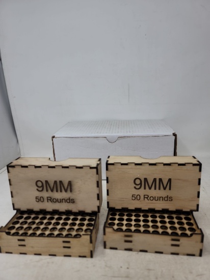 2 home made wooden ammo boxes (9mm Luger)