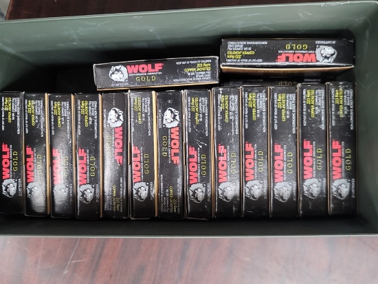 600 rounds 223 Rem. Wolf Gold in a 50 cal ammo can