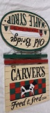 2 Hanging wood signs