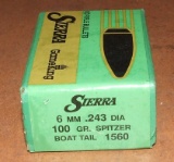 100 pcs Sierra 6mm .243 Bullets