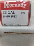 Box of 100 Hornady .224 50gr SX bullets