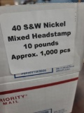 40 S&W Nickel Mixed Headstamp 10 Pounds Approx 1000 pcs
