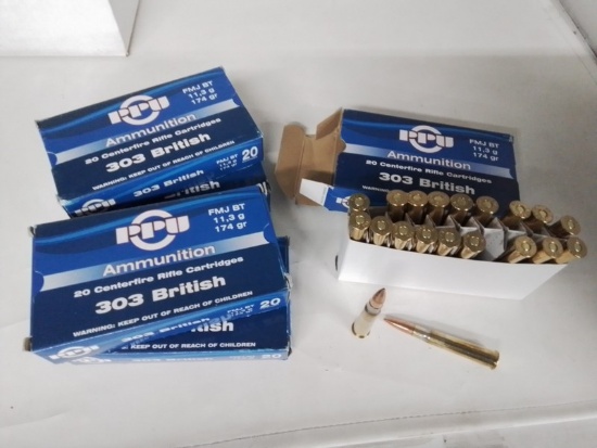 5-20 rnd box PPU 303 British 174gr Non Corrosive