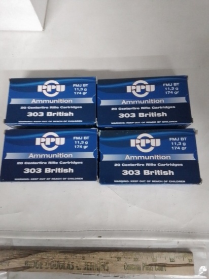 4-20 rnd box PPU 303 British 174gr FMJ Non Corrosive