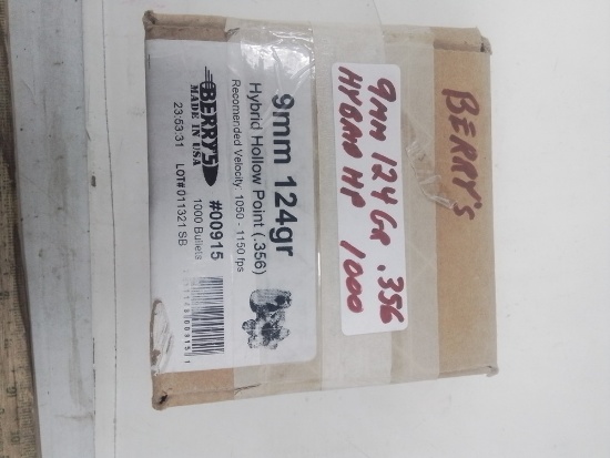 1000cnt. 9mm bullets HHP