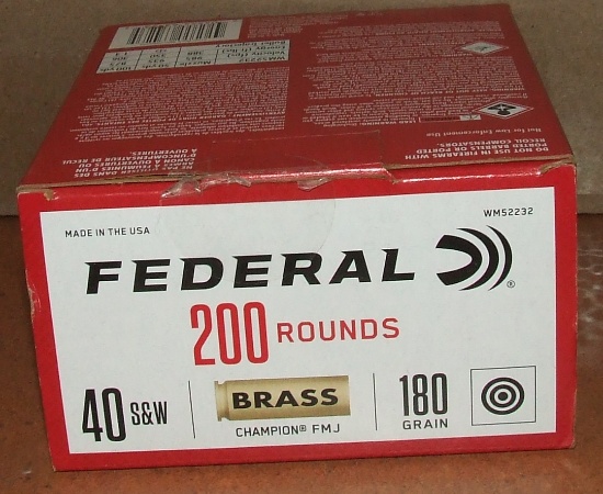 200 Rounds Federal .40 S&W  180 gr FMJ