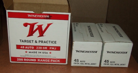 200 Rounds Winchester .45 Auto  230 gr FMJ