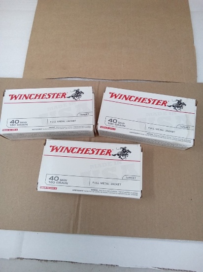 3-50 rnd box Winchester 40 S&W 180gr FMJ
