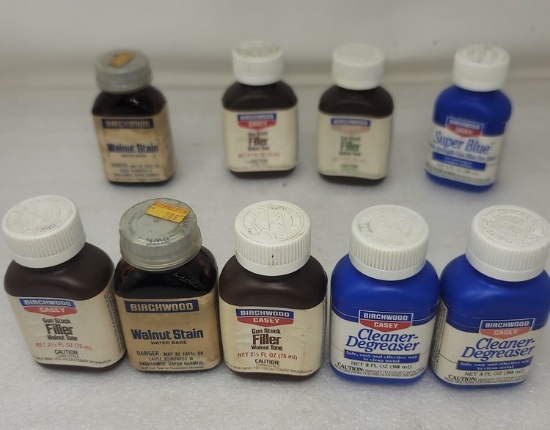 Box of Gun Glue, Cleaner, Stain etc.