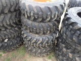 (4) 10x16.5 Skid Steer Tires on Bobcat 8-Lug Rims