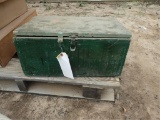 Green Wooden Box w/ Hatchet & Tools