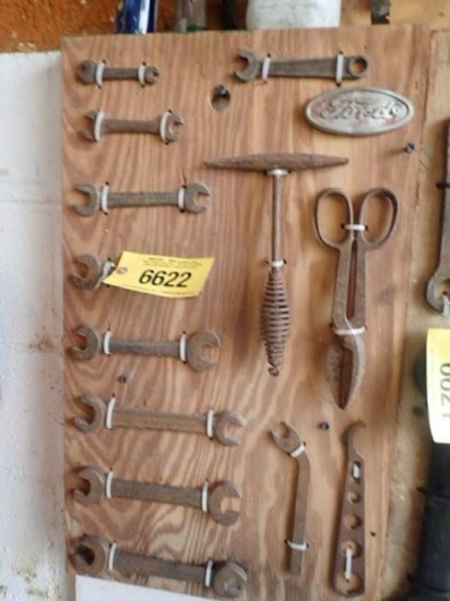 Board of Antique Hand Tools (14 Pieces)