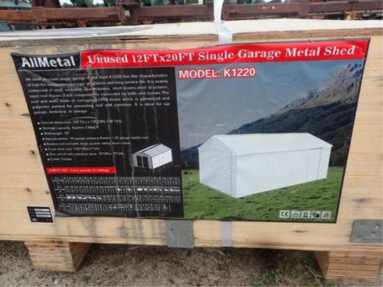 12' (W) x 19' (L) x 9' (H)Single Garage Metal Shed