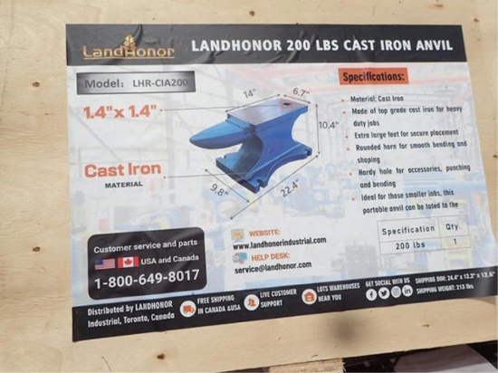 LandHonor Cast Iron 200lb Anvil