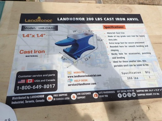 LandHonor Cast Iron 200lb Anvil