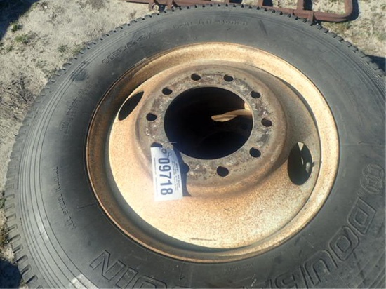 (4) 11R24.5 Tires on Steel Rims