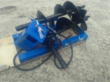 Skid Steer Auger with 3 Bits (Blue)
