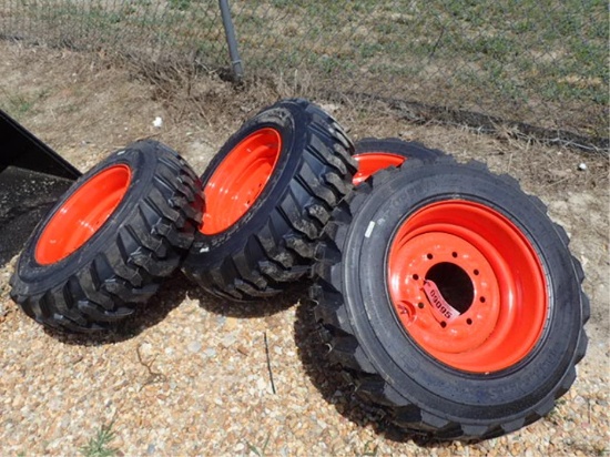 Set of 4 New 10-16.5 Tires on Wheels for Bobcat