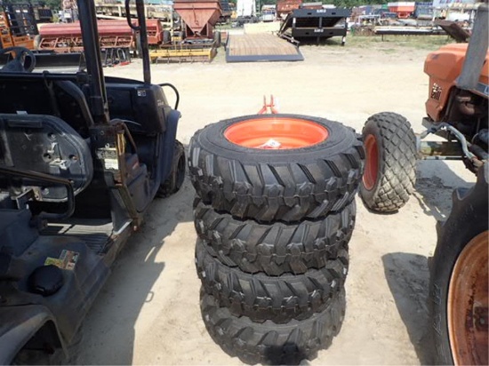 Set of 4 New 10-16.5 Tires on Wheels for Bobcat